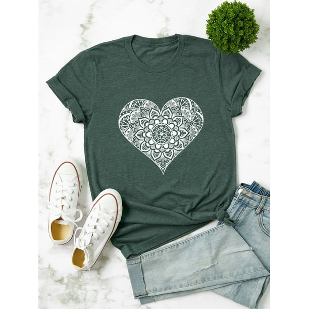 Details about / Hanes Women/'s Size Small Short Sleeve Grey T-Shirt With A Heart